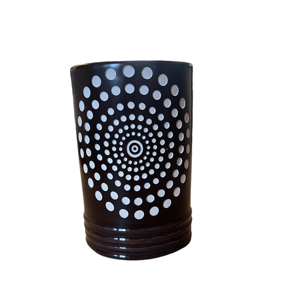 Ceramic Cup / Toothbrush Holder Brown with White Dots Circle - Picture 1 of 3